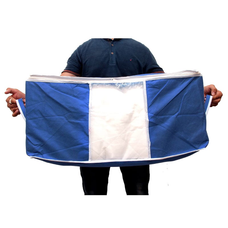 Kuber Industries Clothing Storage Bags Under Bed Foldable Organizer Store Blankets Clothes with Tranasparent Window Pack of 3 Navy BlueHS_38_LUGGAGE21709 - Image 5