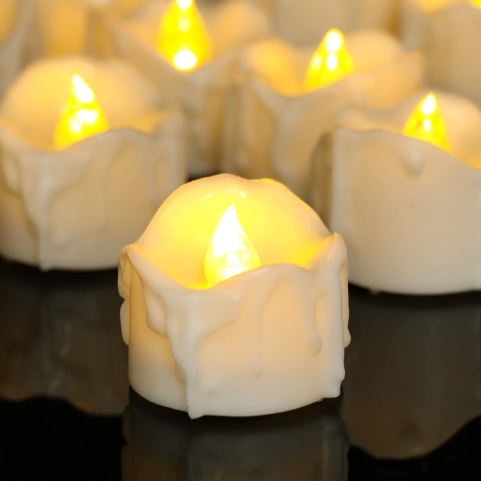 TEA LIGHTS CANDLES WITH TIMER 12 PACKS FLICKERING FLAMELESS LED TEALIGHTS BATTERY OPERATED ELECTRIC VOTIVE CANDLES FOR CHRISTMAS DECORATIONS FALL INDOOR HOME DECOR