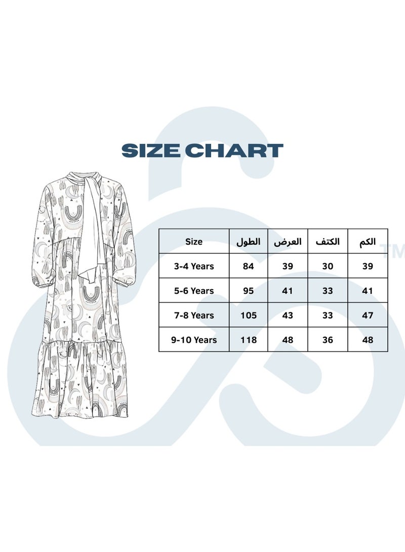 Cloud Fashion إسدال صلاة بناتي مطبوع مع طرحة – إسدال أطفال كامل لرمضان والتراويح - Image 5