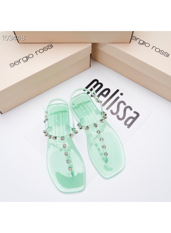 Spot Jellybunny Fragrant Jelly Shoes With el Decoration Low Heel Flat Shoes Rain Sandals