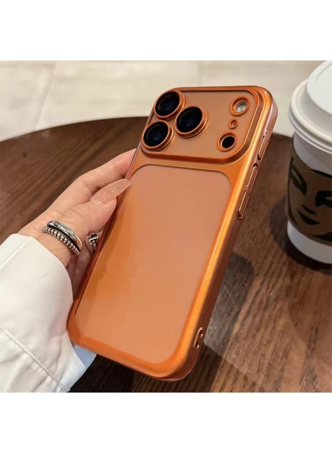 مونوج جراب فاخر شفاف غير لامع لهاتف آيفون 17 برو ماكس، يوفر حماية كاملة للعدسة، بإطار معدني اللون وغطاء خلفي متين. - Image 3