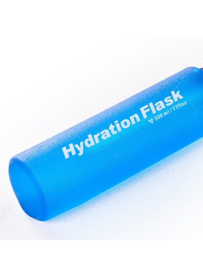 Generic Food Grade Portable Folding 500ml Outdoor Soft Water Bag Outdoor Sports Hiking Cross-country Running Backpack Soft Water Bottle-Color:Blue-Capacity:500ML - Image 4