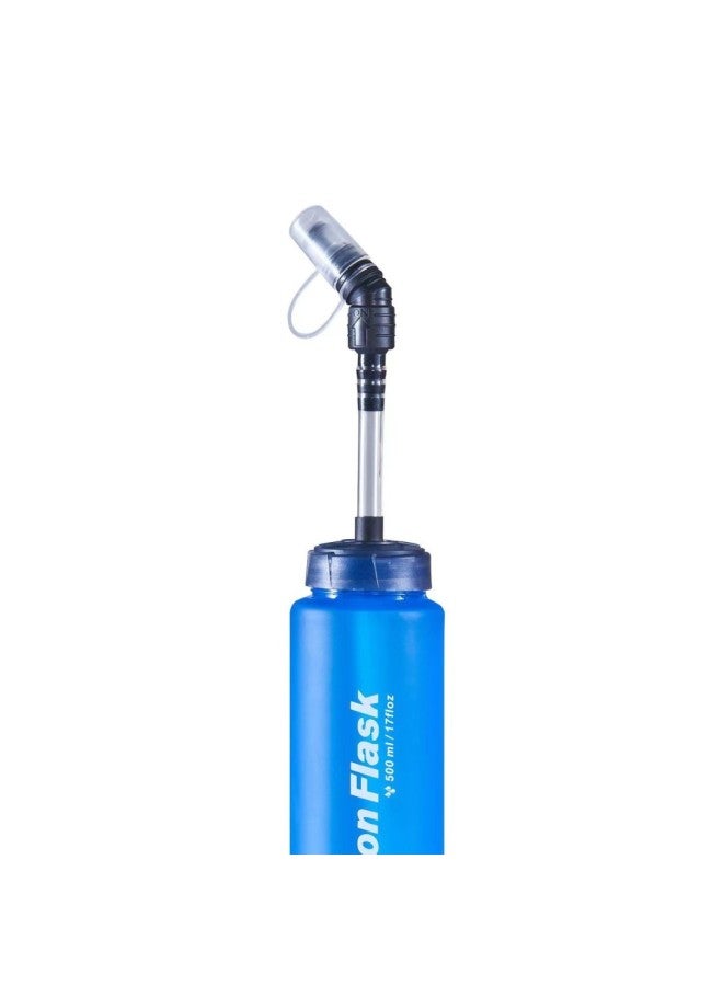 Generic Food Grade Portable Folding 500ml Outdoor Soft Water Bag Outdoor Sports Hiking Cross-country Running Backpack Soft Water Bottle-Color:Blue-Capacity:500ML - Image 5
