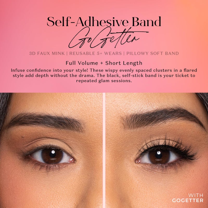 Lilly Lashes 3D Self Adhesive Eyelashes, No Lash Glue Needed, Body Heat Activated Press on Lashes, Reusable Self Adhesive Eyelashes Up to 5x, Easy to Apply & Remove (GoGetter) - Image 2
