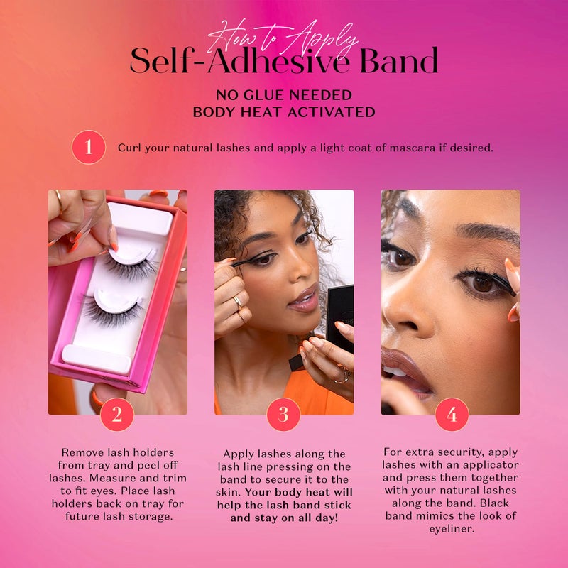 Lilly Lashes 3D Self Adhesive Eyelashes, No Lash Glue Needed, Body Heat Activated Press on Lashes, Reusable Self Adhesive Eyelashes Up to 5x, Easy to Apply & Remove (GoGetter) - Image 4
