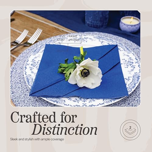 NAPEREE Disposable Cocktail Napkins Black Paper, 2-Ply Quilted Colored Black Napkins For Wedding, Reception, Party Or Event (200, 10" x 10") - Image 3