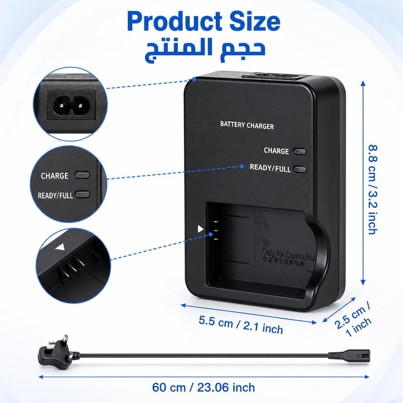 LumsAura CB-2LH NB-13L Battery Charger for Digital Camera, Compact Camera Charger with LED Indicator, Compatible with PowerShot G7 X Mark II, G5 X, G7 X, G9 X Mark II, SX620, SX720, SX730 HS - Image 3