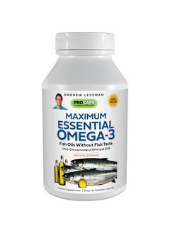 Andrew Lessman Maximum Essential Omega3 Orange 60 Softgels Ultrapure High Potency Omega3 Oils. High Dha No Stomach Upset No Contaminants No Mercury. Small Easy To Swallow Softgels  - Image 1