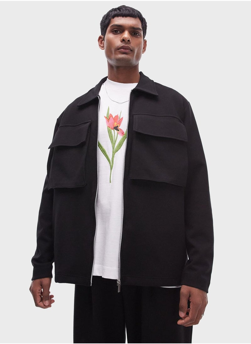 TOPMAN - Zip Through Dual Flap Pocket Shacket - Image 1
