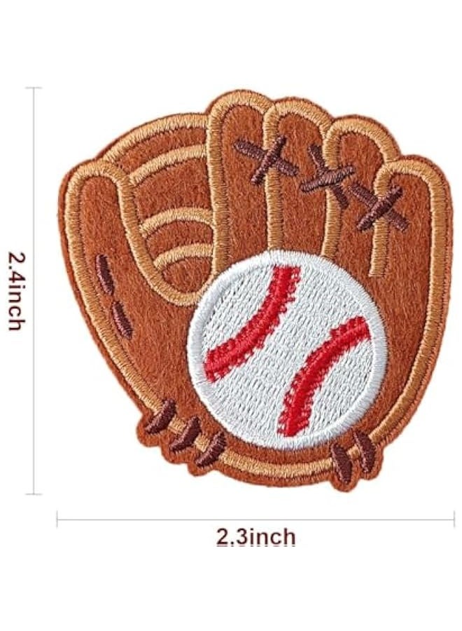 Baseball Glove Patches, Embroidered Iron On/Sew On Baseball Patches, Cute Applique Patches for Clothing, Jackets, Hats, Backpacks, Jeans (Pack of 12) - Image 3