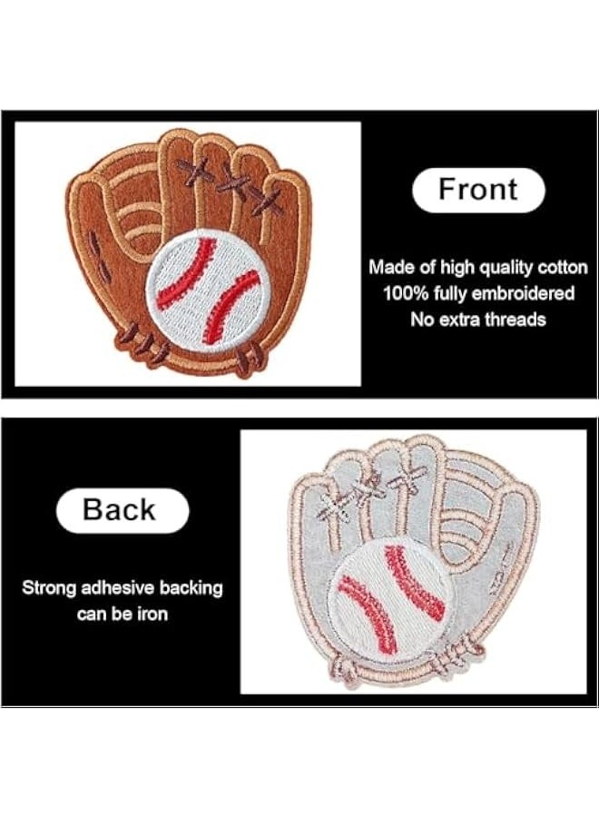 Baseball Glove Patches, Embroidered Iron On/Sew On Baseball Patches, Cute Applique Patches for Clothing, Jackets, Hats, Backpacks, Jeans (Pack of 12) - Image 4