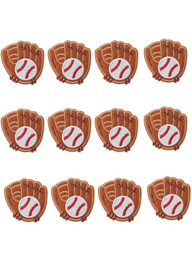 Baseball Glove Patches, Embroidered Iron On/Sew On Baseball Patches, Cute Applique Patches for Clothing, Jackets, Hats, Backpacks, Jeans (Pack of 12) - Image 2