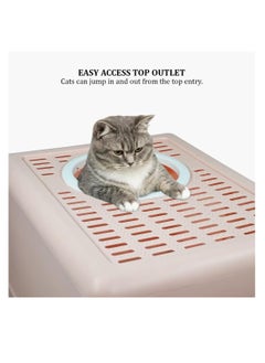 NNC PETS Cat little box with pull-out drawer, Sand filter and Litter scoop, 52 cm Cat toilet with Front entry and Top exit, Fully enclosed, and Anti-splashing litter box for indoor cats, Foldable cat toilet (Pink)  - Image 4