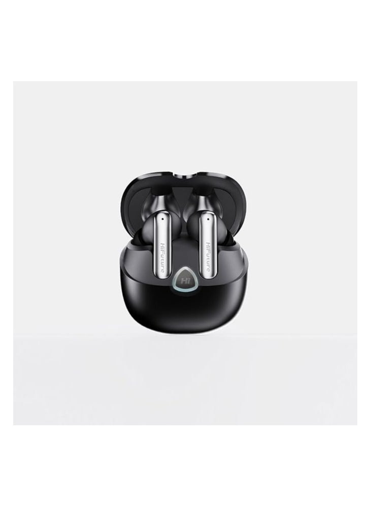 HiFuture SonicAIR 4Mic ENC Wireless Earbuds, Up to 35Hrs Playtime, IPX5 Waterproof, Comfort Fit, 10MM Driver, Soft Bass, Light weight, AI Voice Assistant, Black, HESA