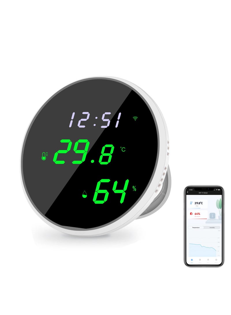 Zikra WiFi Thermometer Hygrometer with App Notification Alert, Indoor Temperature Humidity Sensor with LED Backlit Display, Smart Temperature Monitor Compatible for Home Baby Room Reptile Terrarium - Image 1