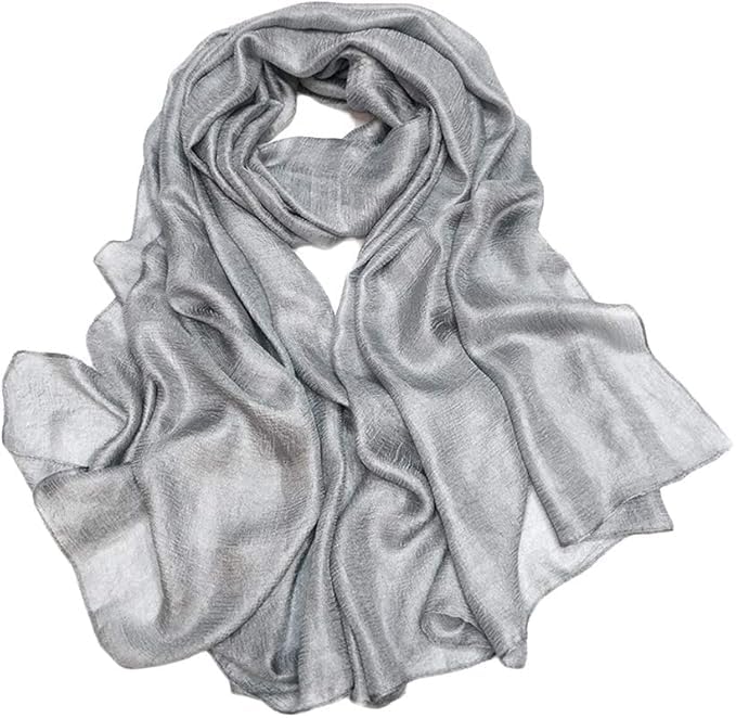 Bettli Womens Extra Large Scarf Shawl Wraps Pashminas Solid Soft Silky for Bridal Evening Wedding Party (silver grey)