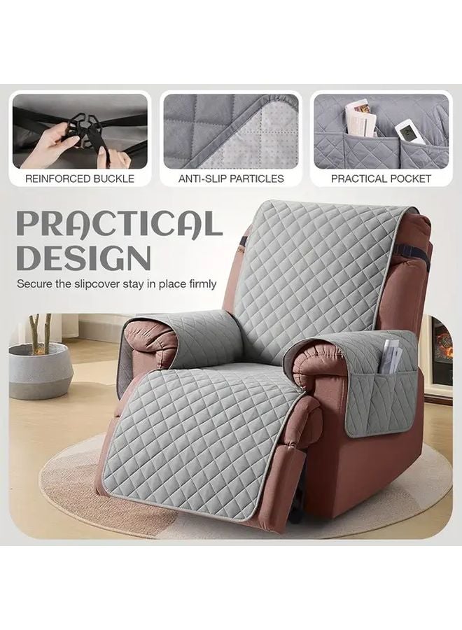 غطاء أريكة كبير مضاد للانزلاق لحماية المقعد المفرد قابل للغسيل الآلي بلون بورغوندي - Image 5