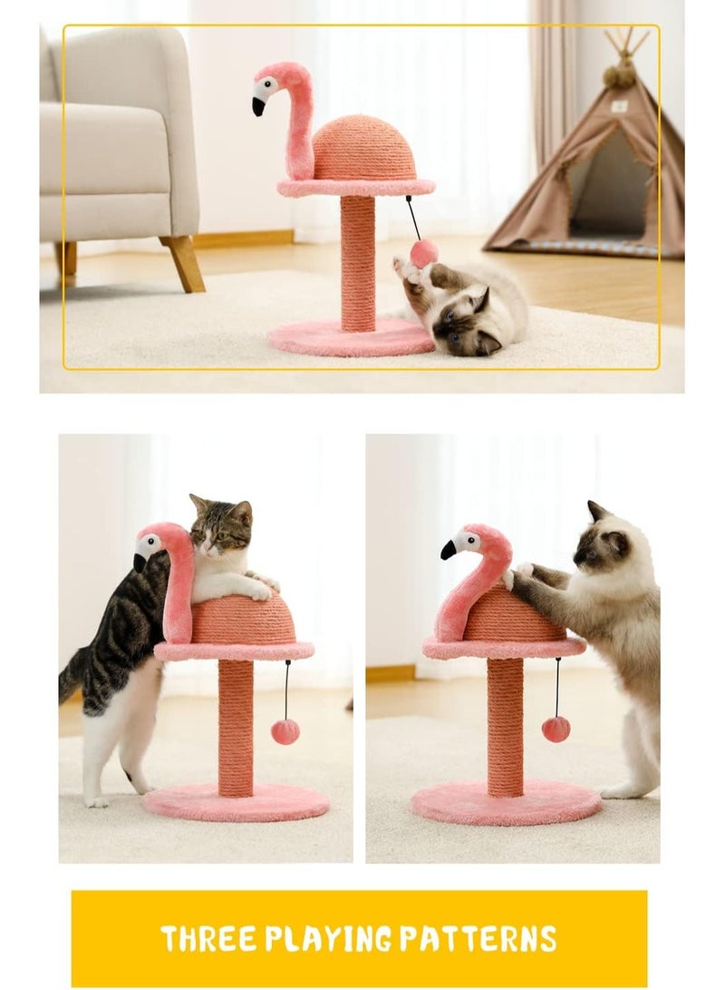 اليسا عمود خدش للقطط، طائر الفلامنجو، خدش قطط من السيزال الطبيعي مع كرة لعبة تفاعلية وعمود خدش إضافي بديل من السيزال للقطط الصغيرة والقطط الصغيرة، باللون الوردي - Image 5