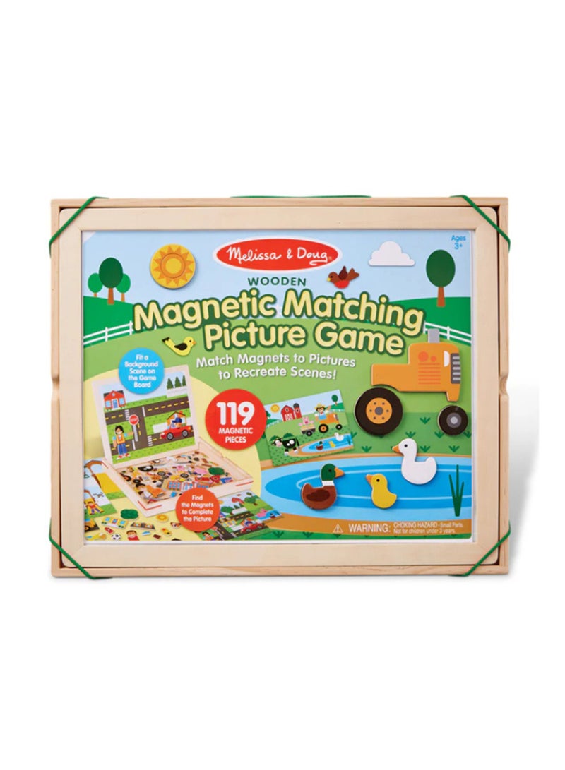 Melissa & Doug Wooden Magnetic Matching Picture Game With 119 Magnets and Scene Cards Magnetic Book Scenes for Kids Ages 3+ - Image 3