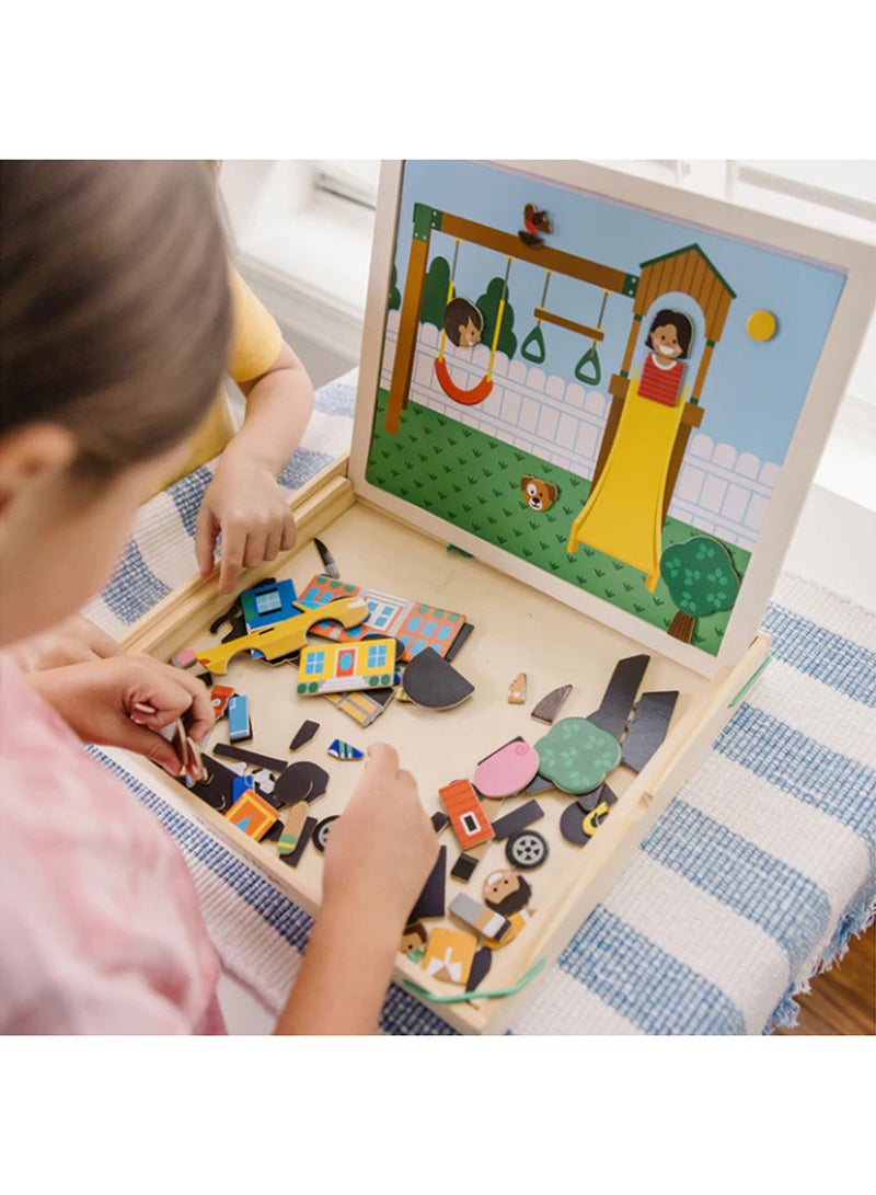 Melissa & Doug Wooden Magnetic Matching Picture Game With 119 Magnets and Scene Cards Magnetic Book Scenes for Kids Ages 3+ - Image 2