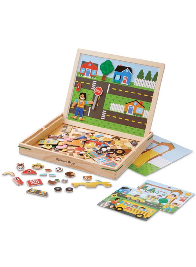 Melissa & Doug Wooden Magnetic Matching Picture Game With 119 Magnets and Scene Cards Magnetic Book Scenes for Kids Ages 3+ - Image 1