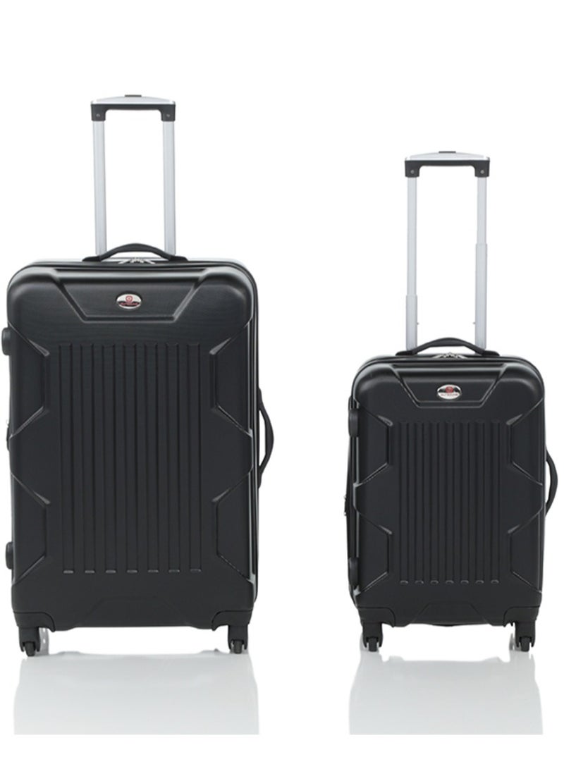 OUTBOUND 2-Piece Hard case Luggage Set, Large (28") + Carry-on (20"), Durable ABS Construction, Telescopic Handle, Expandable - Black - Image 1