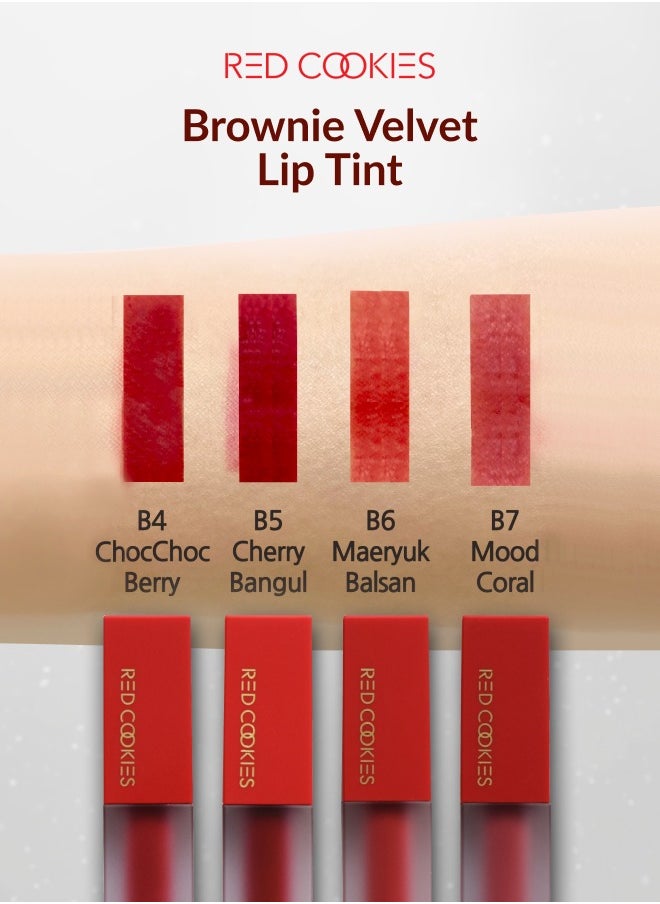 RED COOKIES - Korean Long Lasting Brownie Velvet Tint Lipstick - Shade: B7 Mood Coral - Image 1