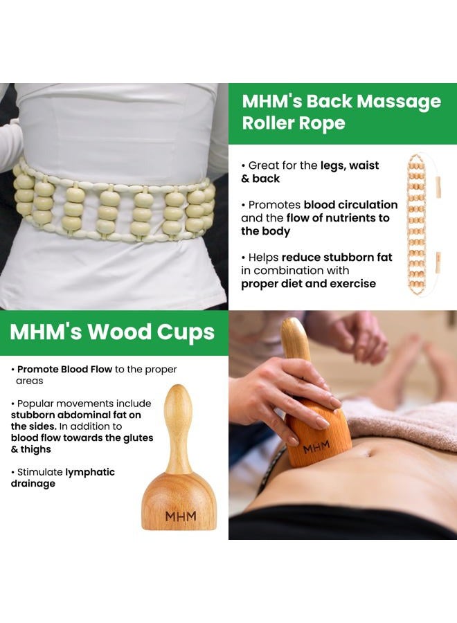 MHM 8-in-1 Complete Wood Therapy Massage Tool Set for Body Shaping - Durable and Comfortable Massage Tools to Help with Reduction of Cellulite and More - Image 5