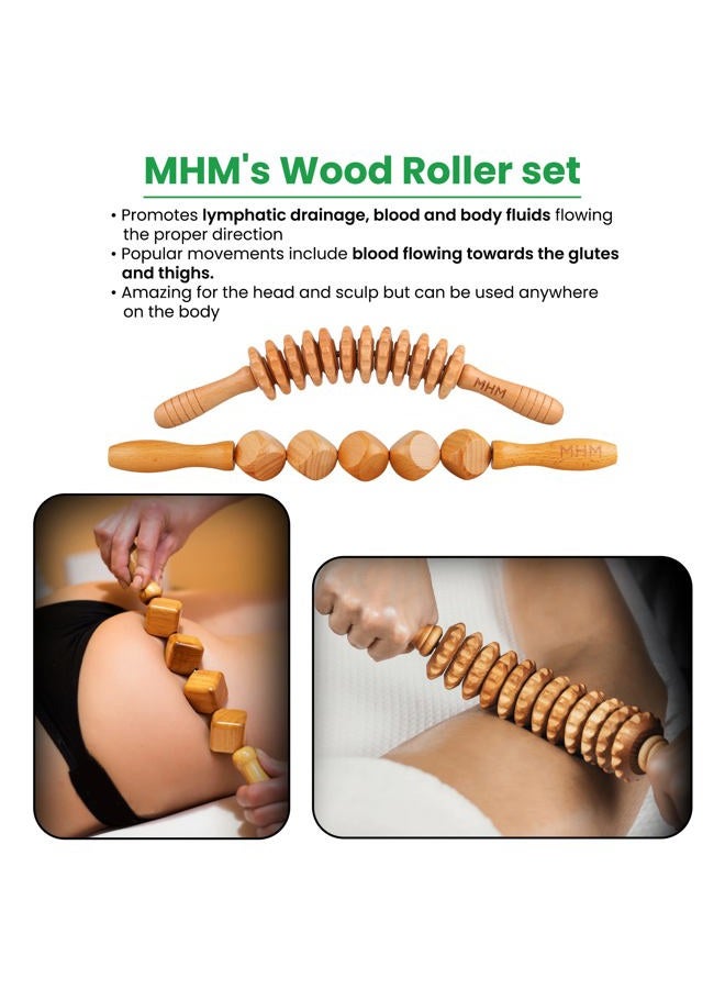 MHM 8-in-1 Complete Wood Therapy Massage Tool Set for Body Shaping - Durable and Comfortable Massage Tools to Help with Reduction of Cellulite and More - Image 4
