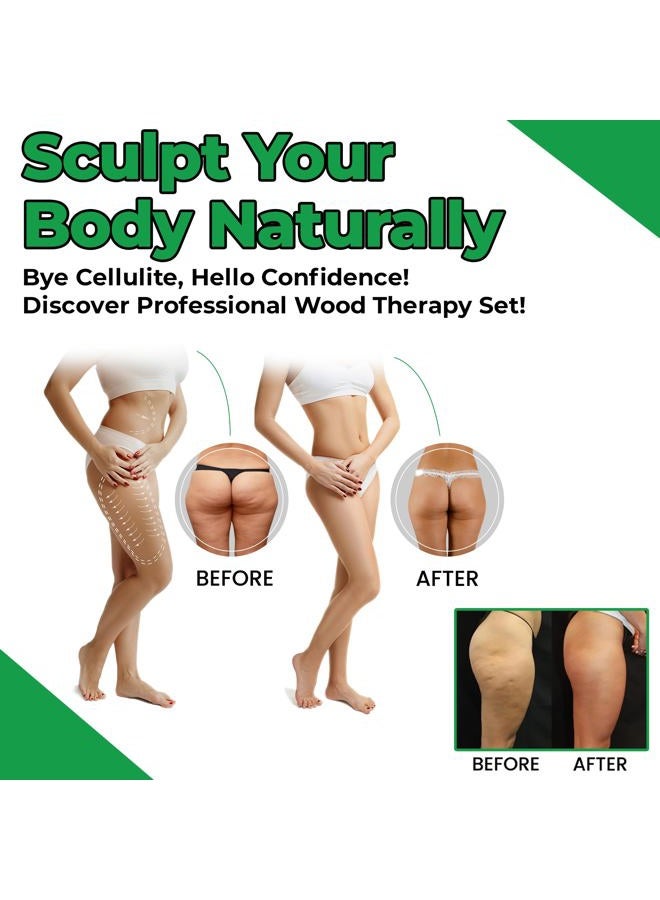 MHM 8-in-1 Complete Wood Therapy Massage Tool Set for Body Shaping - Durable and Comfortable Massage Tools to Help with Reduction of Cellulite and More - Image 2