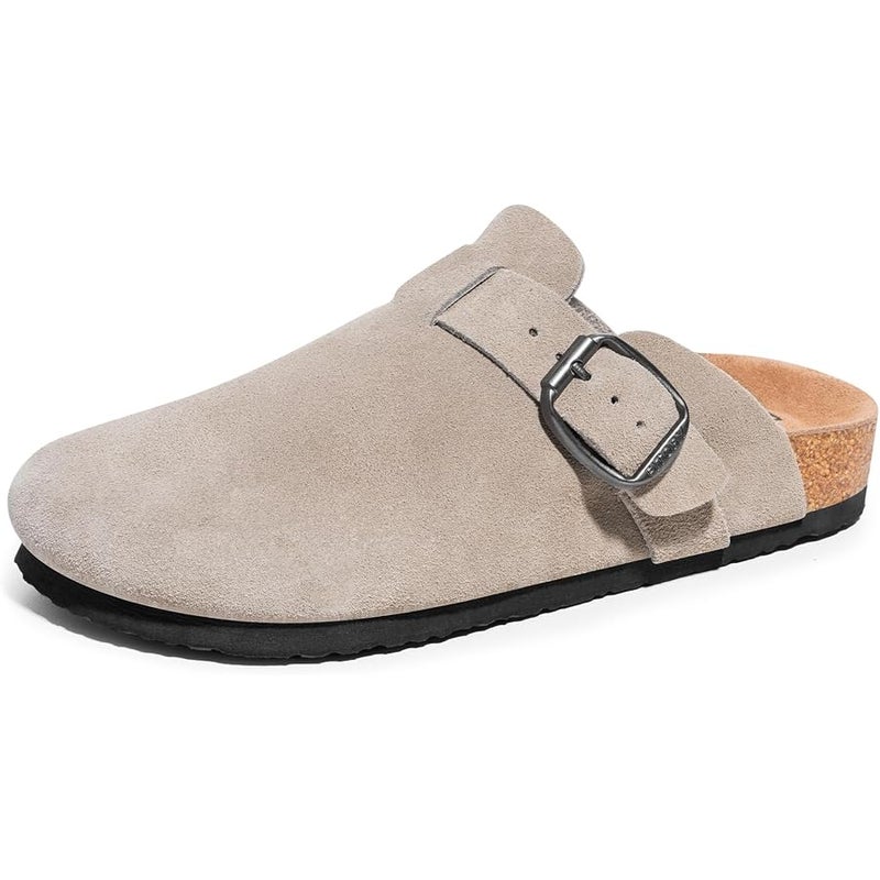 FITORY Mens Suede Clogs with Arch Support，Leather Cork Footed Mules Size 7-14 - Image 1