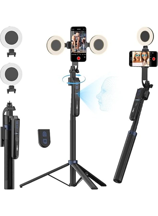 Auto Face Tracking Tripod Stand with LED Light and Wireless Remote – Selfie Stick for Smartphones, Ideal for Video Recording, TikTok, and Live Streaming - Image 1