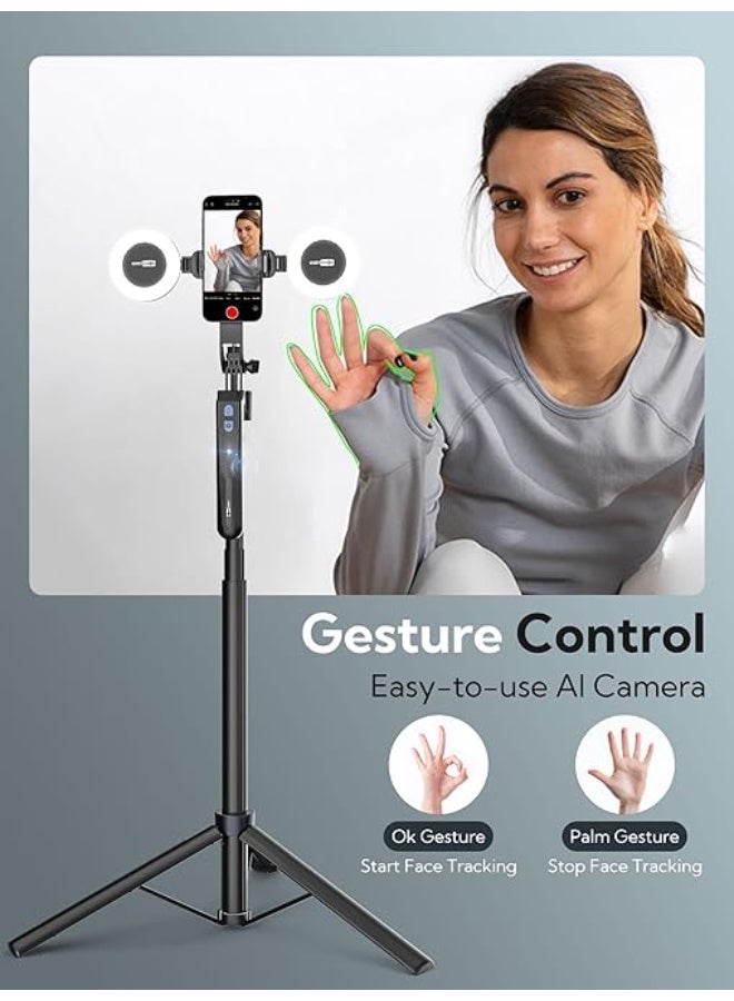 Auto Face Tracking Tripod Stand with LED Light and Wireless Remote – Selfie Stick for Smartphones, Ideal for Video Recording, TikTok, and Live Streaming - Image 5