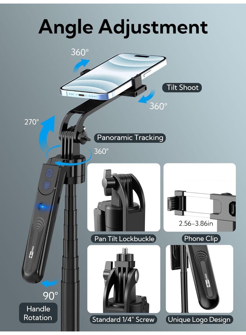 Auto Face Tracking Tripod Stand with LED Light and Wireless Remote – Selfie Stick for Smartphones, Ideal for Video Recording, TikTok, and Live Streaming - Image 4