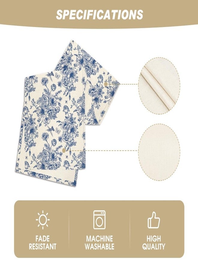 Artoid Mode Spring Navy Blue Floral Chinoiserie Table Runner, Seasonal Summer Kitchen Dining Table Decoration for Home Party Decor 13x90 Inch - Image 5