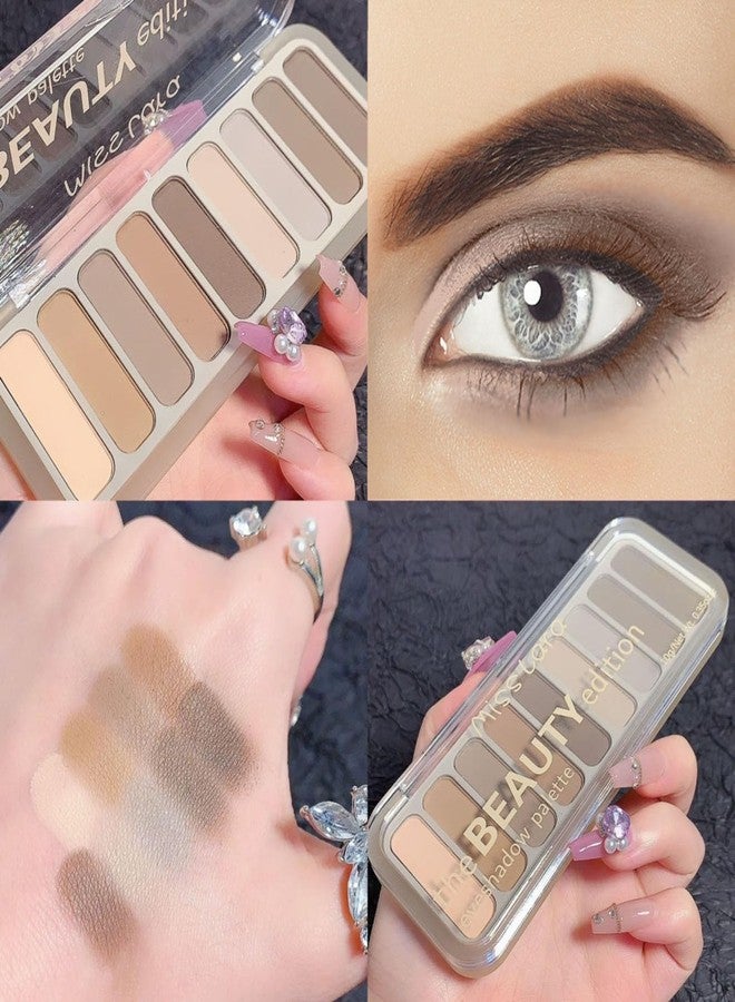 SUMEITANG 9 Colors Matte Naked Eyeshadow Palette Neutral Nude Smoky Eye Shadow Pallet Gray Taupe Brown High Pigmented Ultra-Blendable Waterproof Long Lasting Makeup Palettes Suitable for Older Women - Image 4