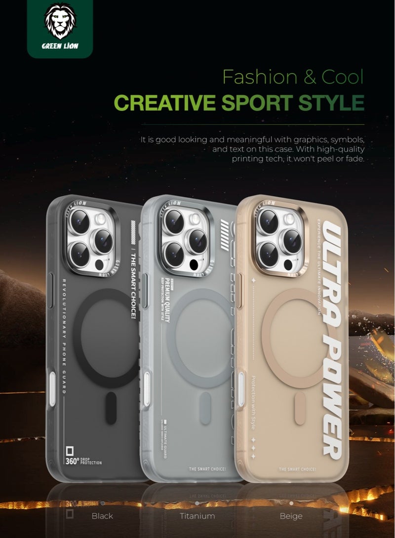 GREEN LION iPhone 16 Pro Ultra MagSafe Case / Protection with Style / Powerful Attraction / Creative Sport Style / Ultra-Shockproof / Anti-Scratch Edge / Anti-Fingerprint / Metal Buttons - Natural Titanium - Image 3