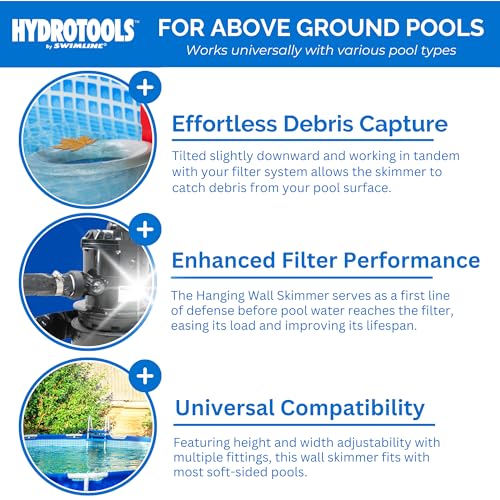 SWIMLINE HYDROTOOLS Wall Mounted Hanging Above Ground Pool Surface Skimmer Kit Cleans Automatically Attach To Inflatable Collars Tubular Metal Frame Pools Maintenance Cleaner Floating Debris - Image 3