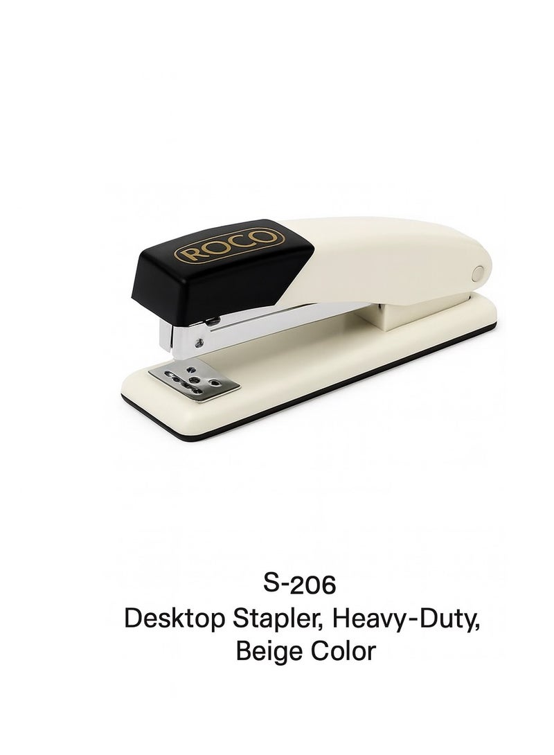 ROCO S-206 Desktop Stapler – Heavy-Duty, Beige Color - Image 1