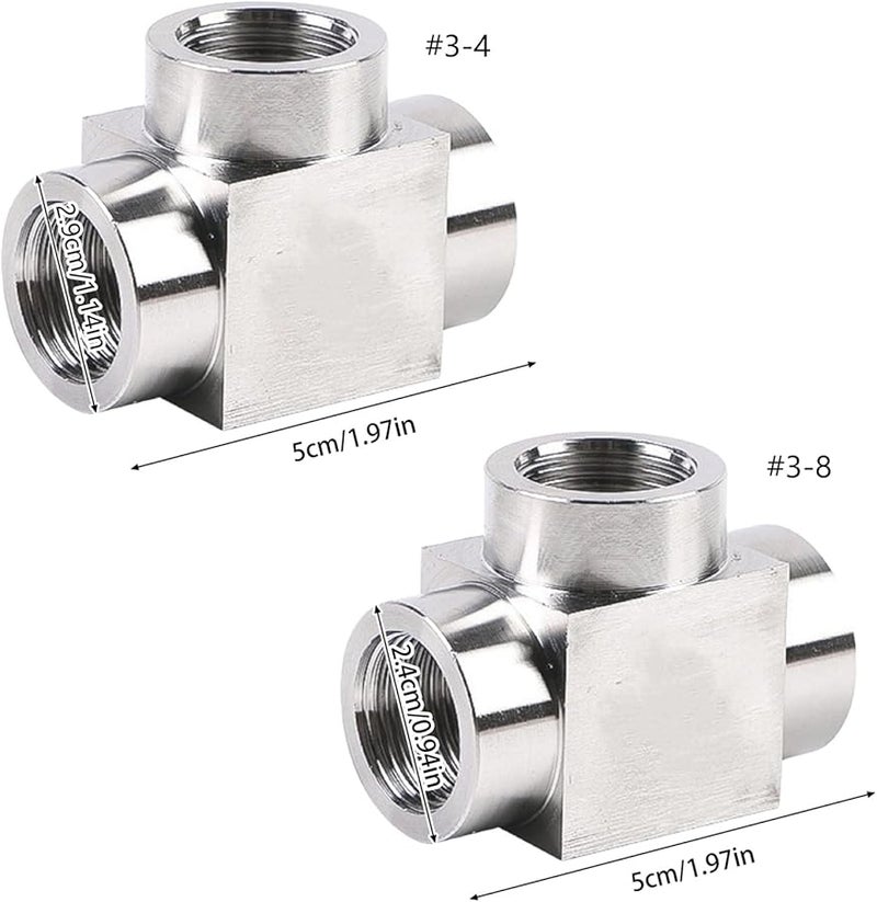 محول خرطوم من نوع T ثلاثي الاتجاهات من الفولاذ المقاوم للصدأ، موصل مع مؤنث خيط، الحجم A - Image 5