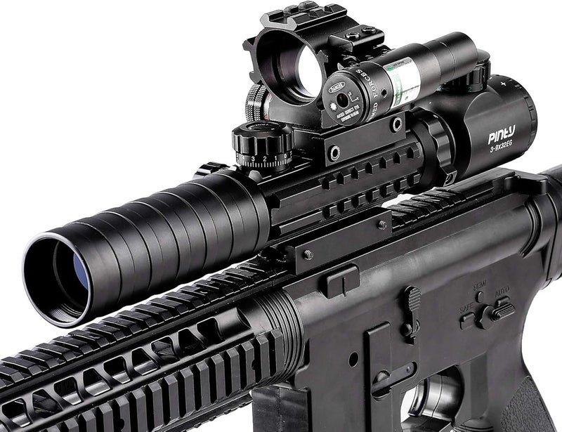 Pinty Rifle Optical Scope & Red Dot Combo with Red/Green Laser, Illuminated Reticle for 20mm Picatinny Rail 3-9x32 - Image 5