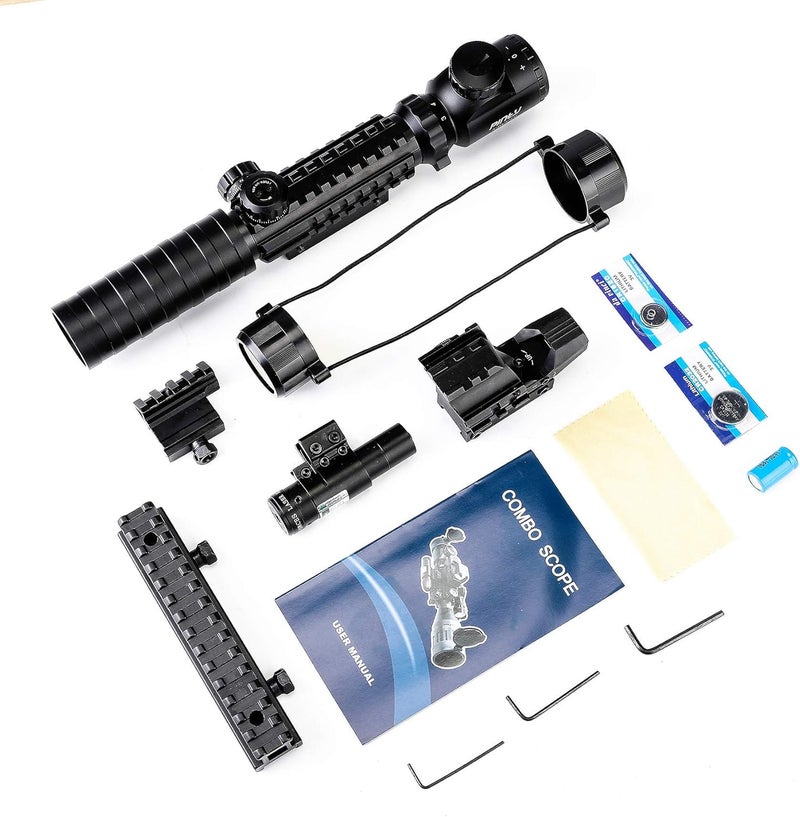 Pinty Rifle Optical Scope & Red Dot Combo with Red/Green Laser, Illuminated Reticle for 20mm Picatinny Rail 3-9x32 - Image 2