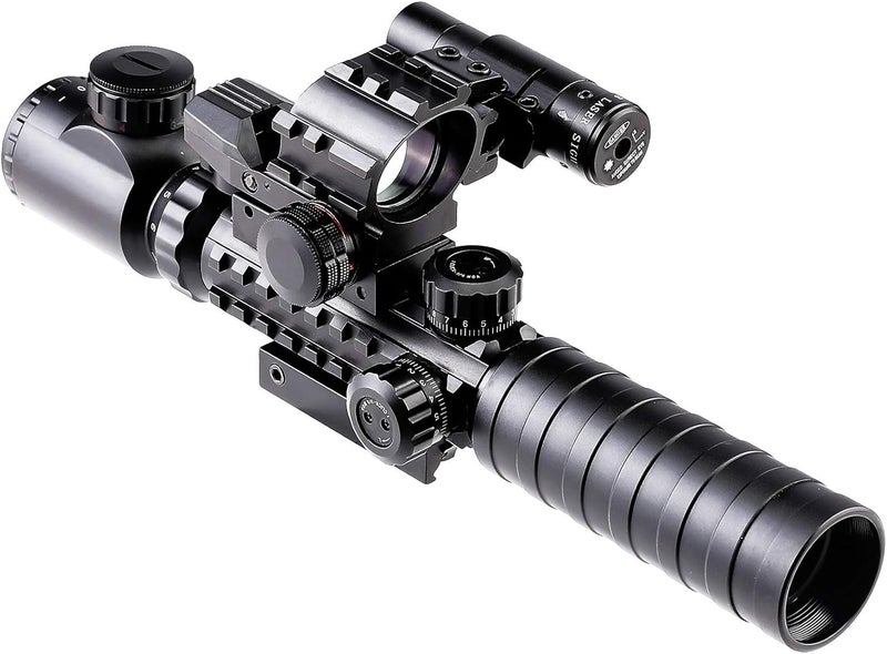 Pinty Rifle Optical Scope & Red Dot Combo with Red/Green Laser, Illuminated Reticle for 20mm Picatinny Rail 3-9x32 - Image 4