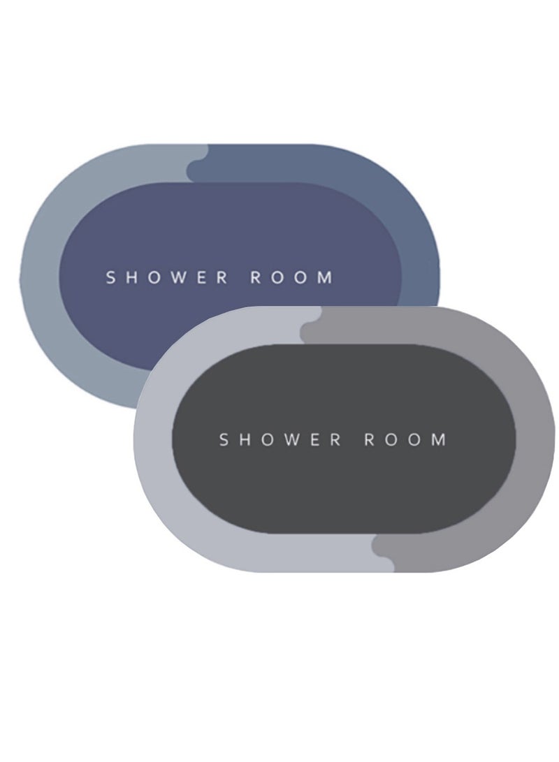 TDAO Super Absorbent, Non-Slip Bath Mats, 2-Pack( 40×60), Quick-Drying, Non-Slip, Durable Mats for Showers, Bathtubs, Toilets, and Bathroom Floors, Dark Blue and Dark Gray - Image 1