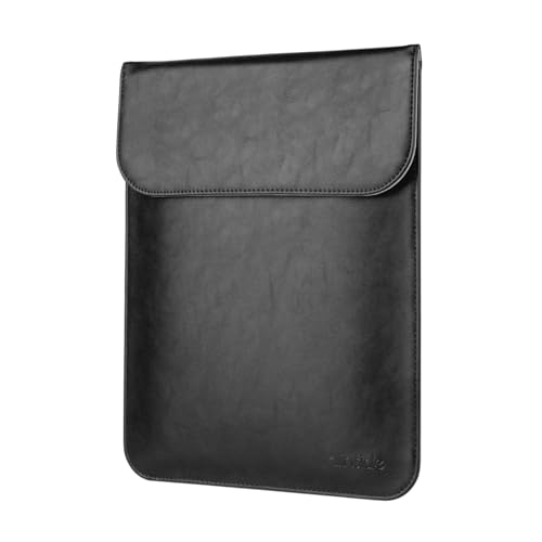 Allinside 11-12 inch Laptop Sleeve Case Compatible with MacBook Air 11 2010-2015/MacBook 12 2015-2017, Waterproof PU Leather Laptop Sleeve Bag Protective Vertical Case Cover, Black - Image 1