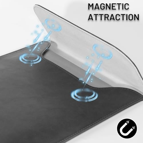 Allinside 11-12 inch Laptop Sleeve Case Compatible with MacBook Air 11 2010-2015/MacBook 12 2015-2017, Waterproof PU Leather Laptop Sleeve Bag Protective Vertical Case Cover, Black - Image 4