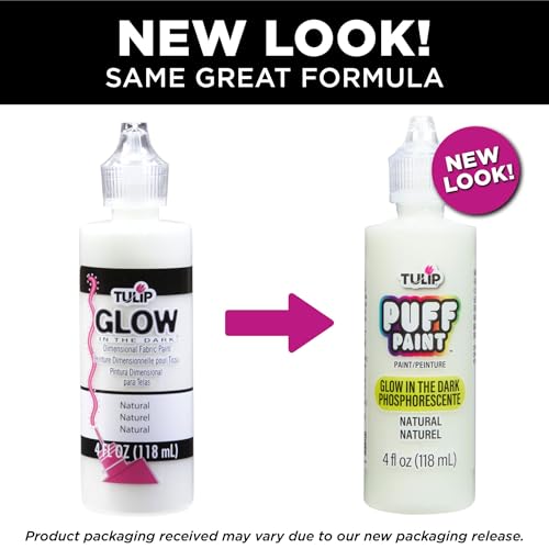 Tulip Puff Glow In The Dark Fabric Paint, Permanent Craft Paint for Clothes, DIY Projects, Notoxic, 4 fl oz 3-Pack, Glow Natural - Image 3
