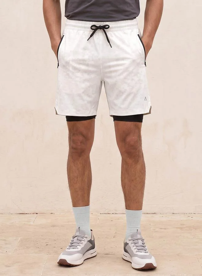 Splash Active Printed 4-Way Stretch Dual Shorts with Inner Liner