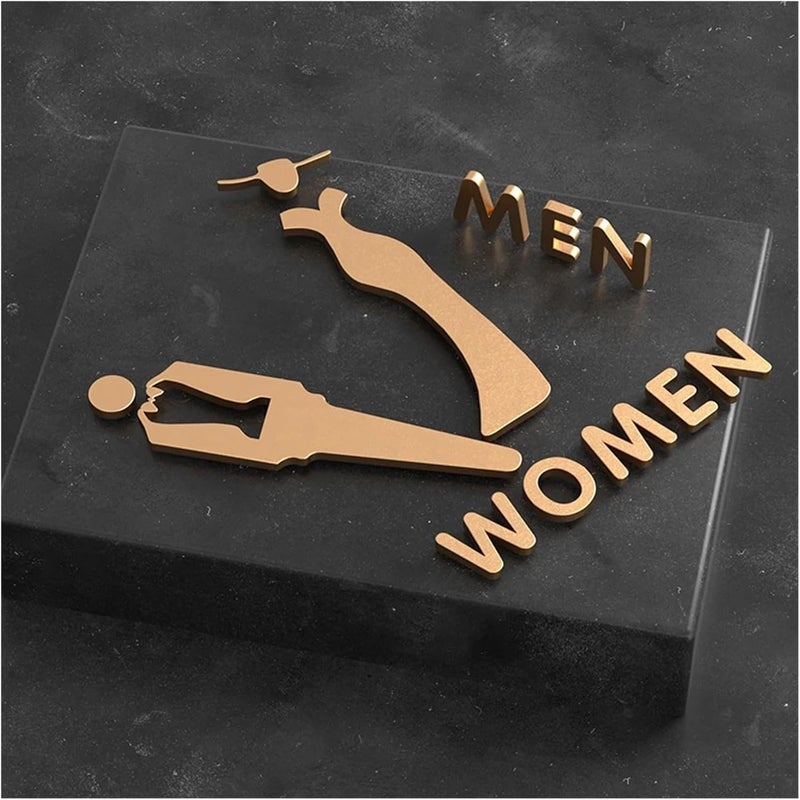 Bathroom Signs, 3D Arrow Toilet Sign Plate Elegant Wash Room Door Wall Label Sticker Bathroom Signage Board(Color-02,18x11cm) - Image 3