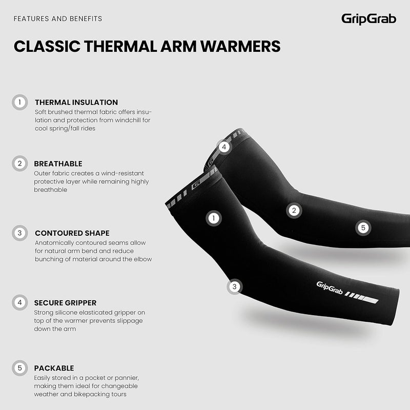 GripGrab Winter Cycling Arm Warmers Thermal Cold Weather Road Gravel Mountain Bike Arm Sleeves Warm Fleece Anti-Slip - Image 2